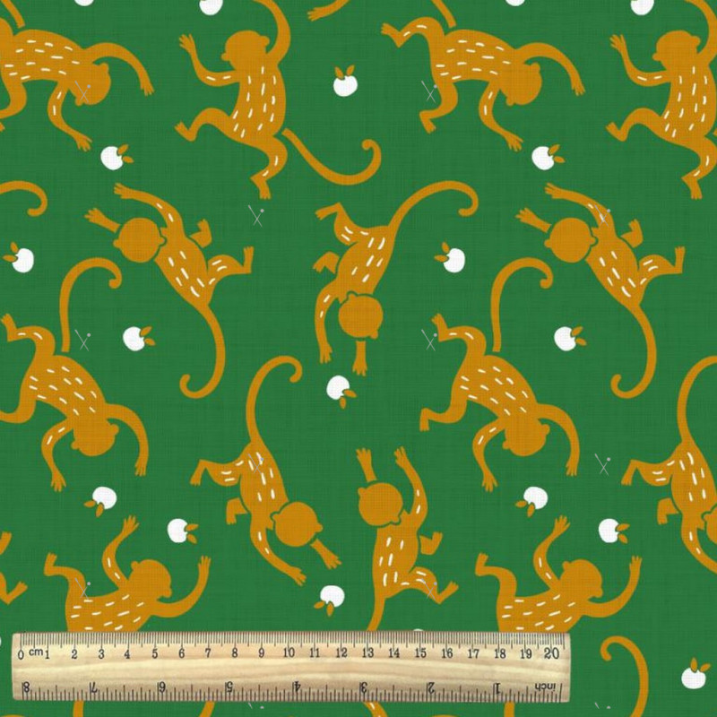 Coated  Cotton OUISTITI Green / Turmeric